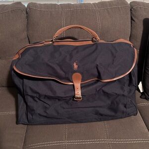 Ralph Lauren Black Duffel Bag with Brown Accents